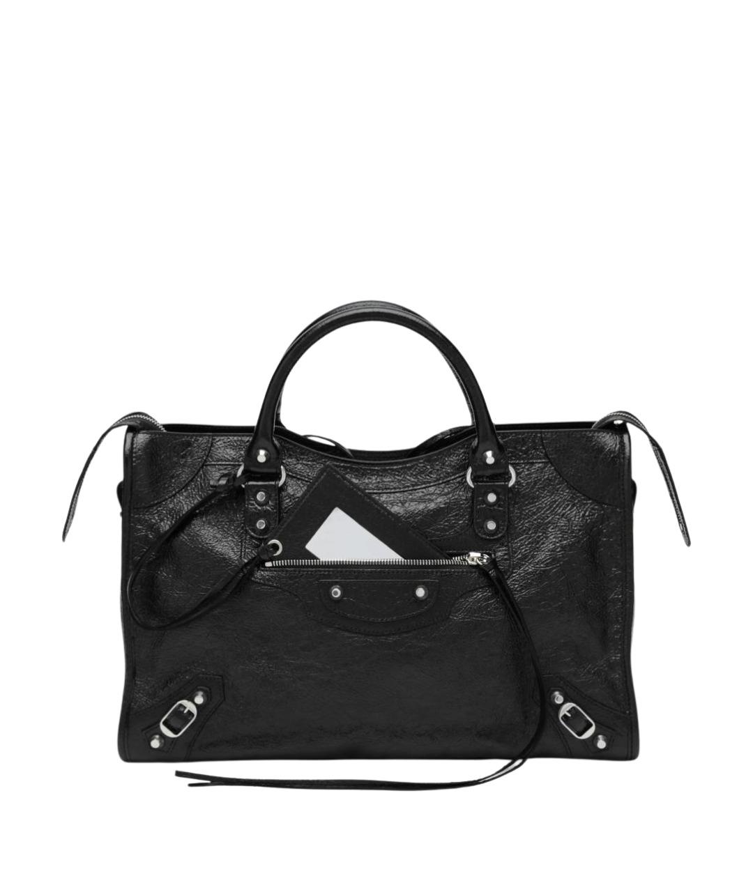 BALENCIAGA Черная кожаная сумка тоут, фото 1