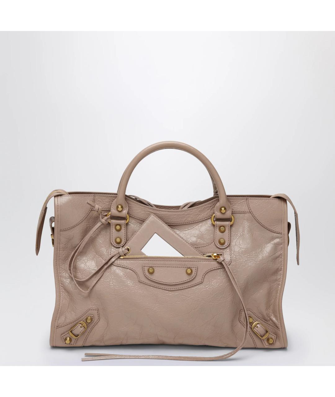 BALENCIAGA Бежевая кожаная сумка тоут, фото 3