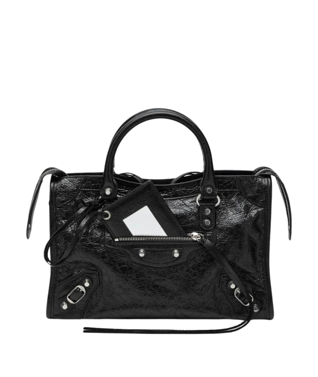 BALENCIAGA Черная кожаная сумка тоут, фото 1