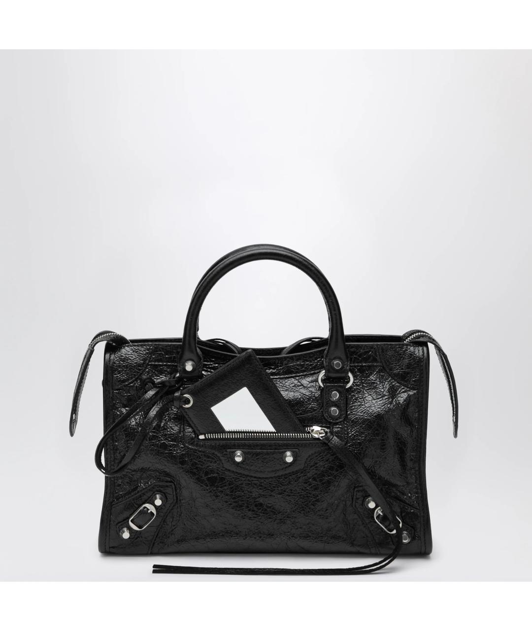 BALENCIAGA Черная кожаная сумка тоут, фото 3