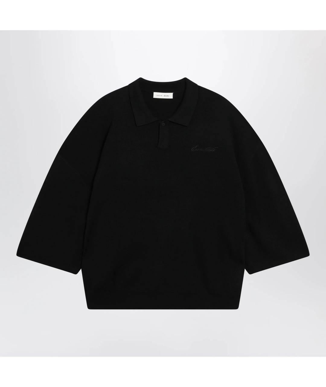 FEAR OF GOD ESSENTIALS Черное хлопко-шерстяное поло с коротким рукавом, фото 1