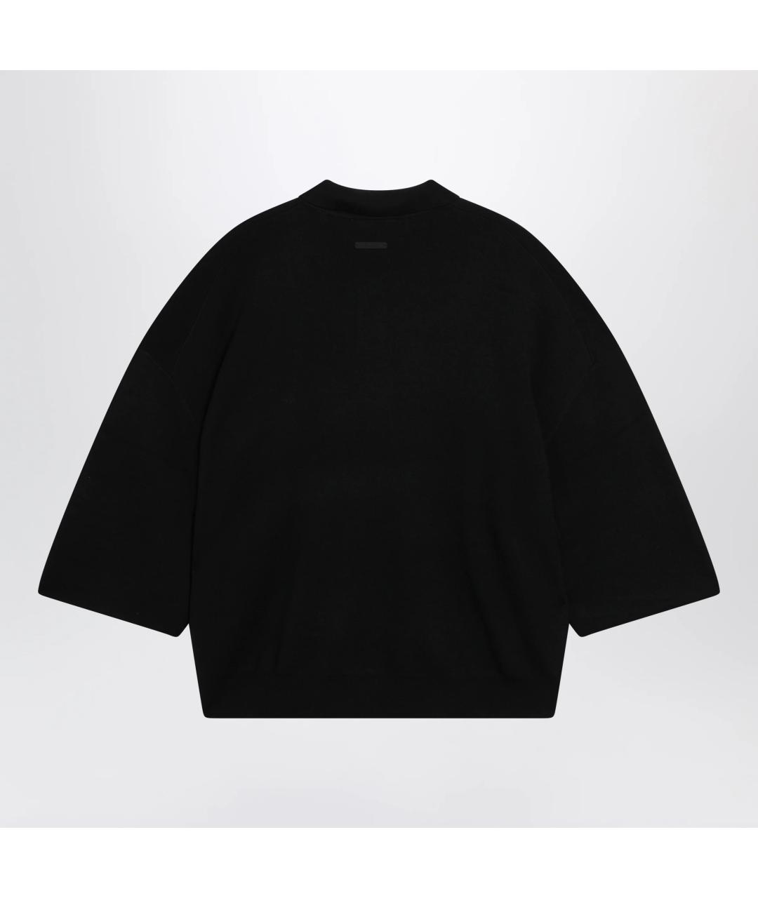 FEAR OF GOD ESSENTIALS Черное хлопко-шерстяное поло с коротким рукавом, фото 2