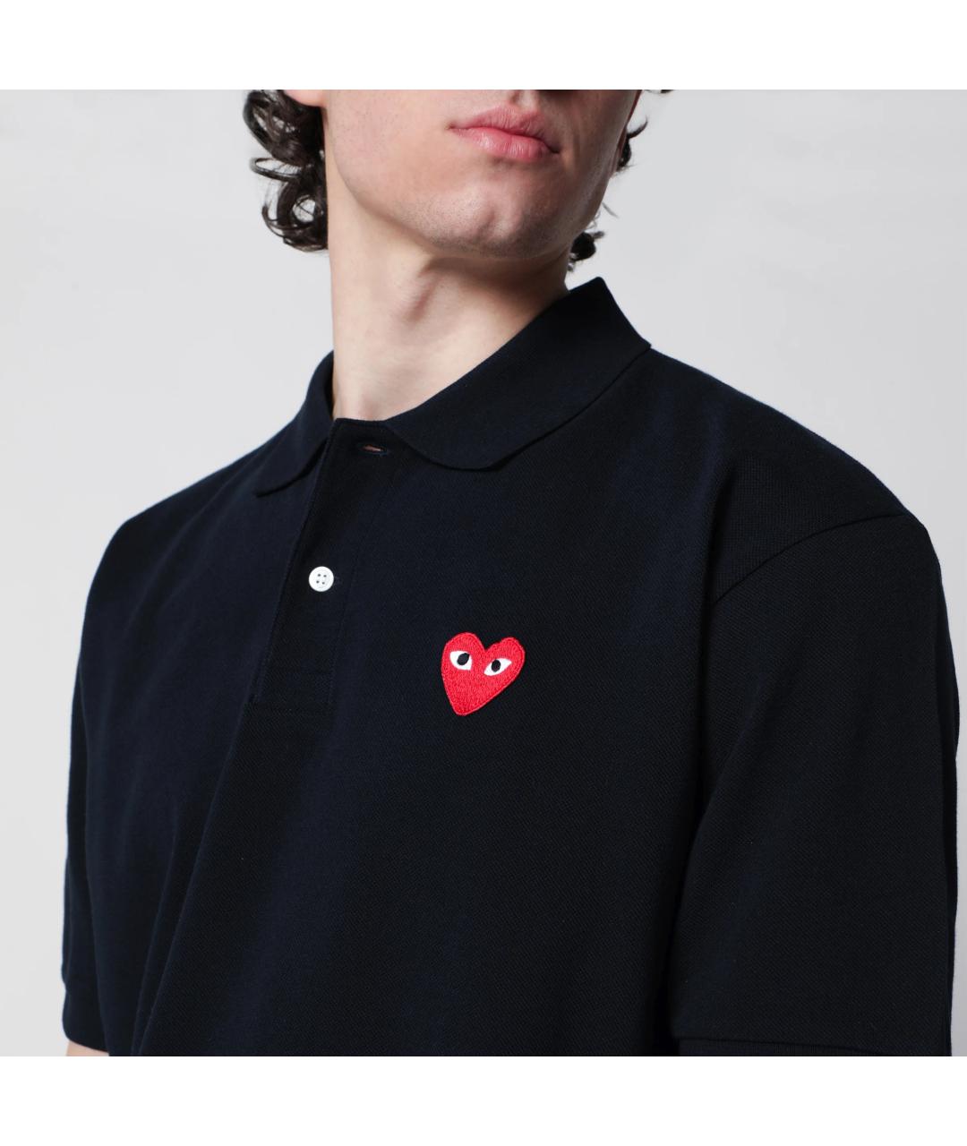 COMME DES GARÇONS SHIRT Темно-синее хлопковое поло с коротким рукавом, фото 2