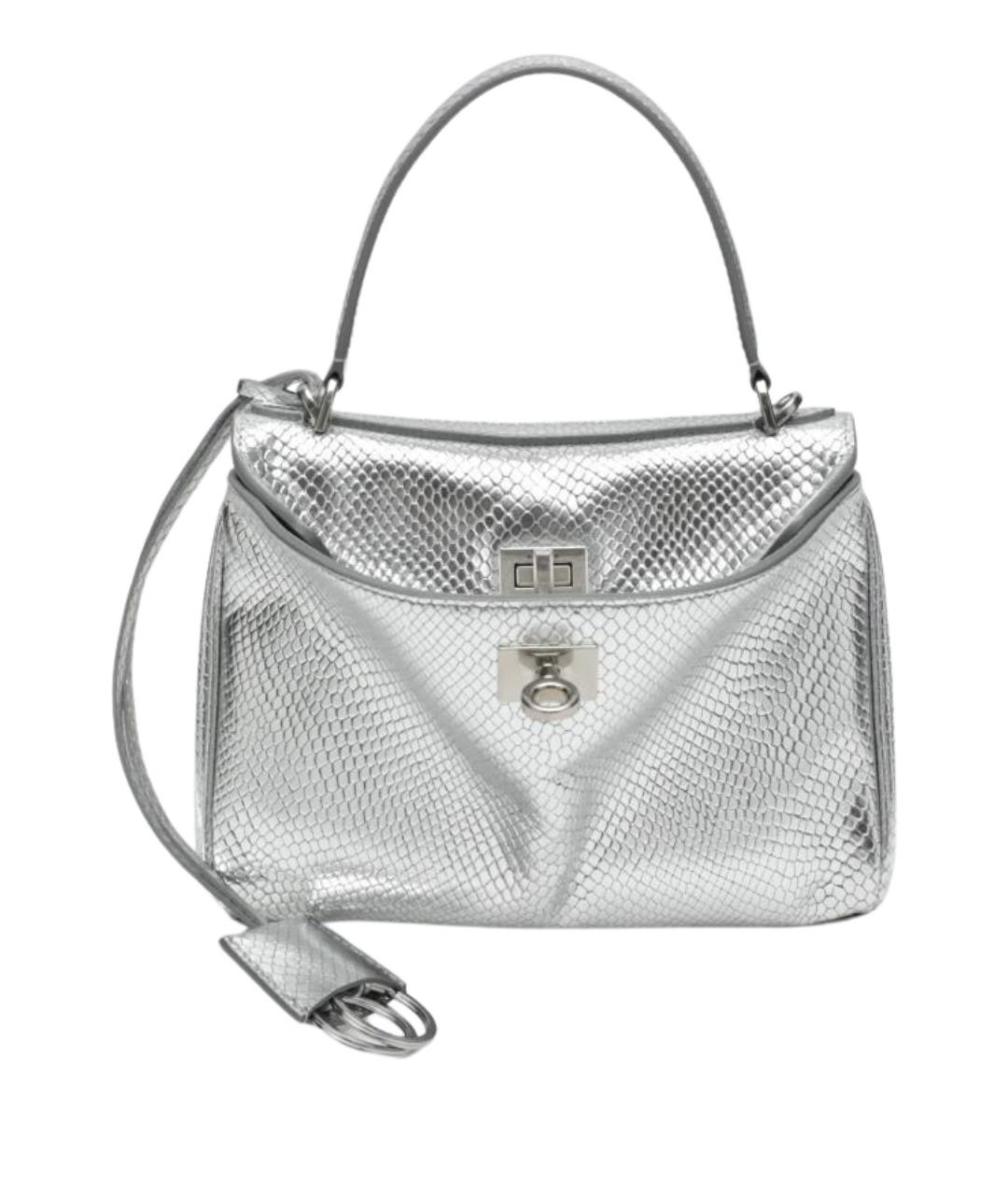 BALENCIAGA Серебряная кожаная сумка тоут, фото 1