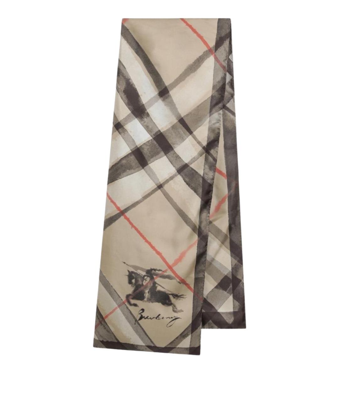 BURBERRY Бежевый шелковый шарф, фото 1