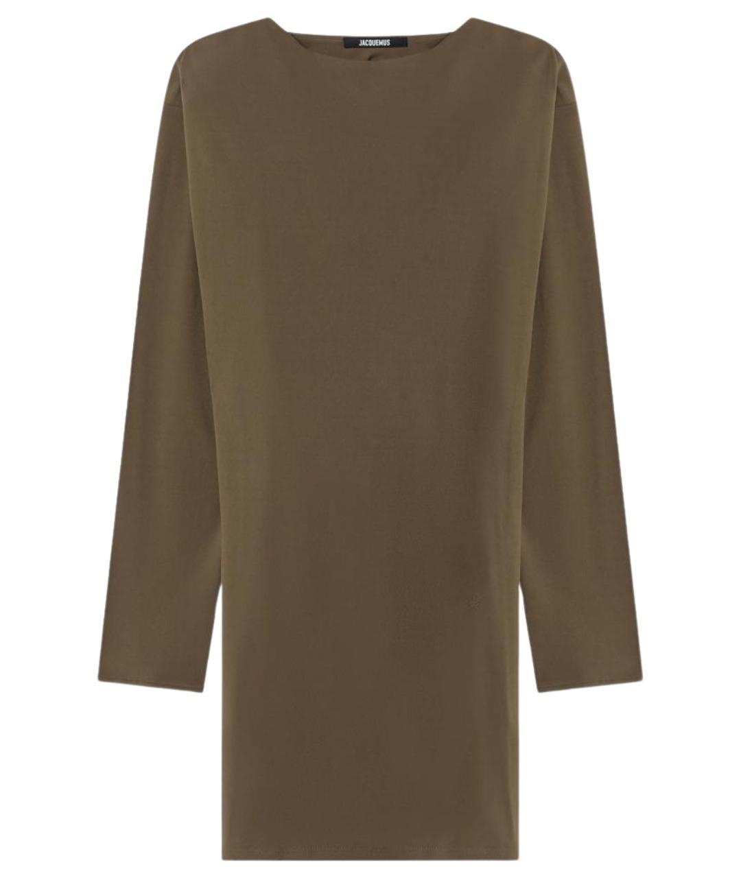 JACQUEMUS Хаки вискозное коктейльное платье, фото 1