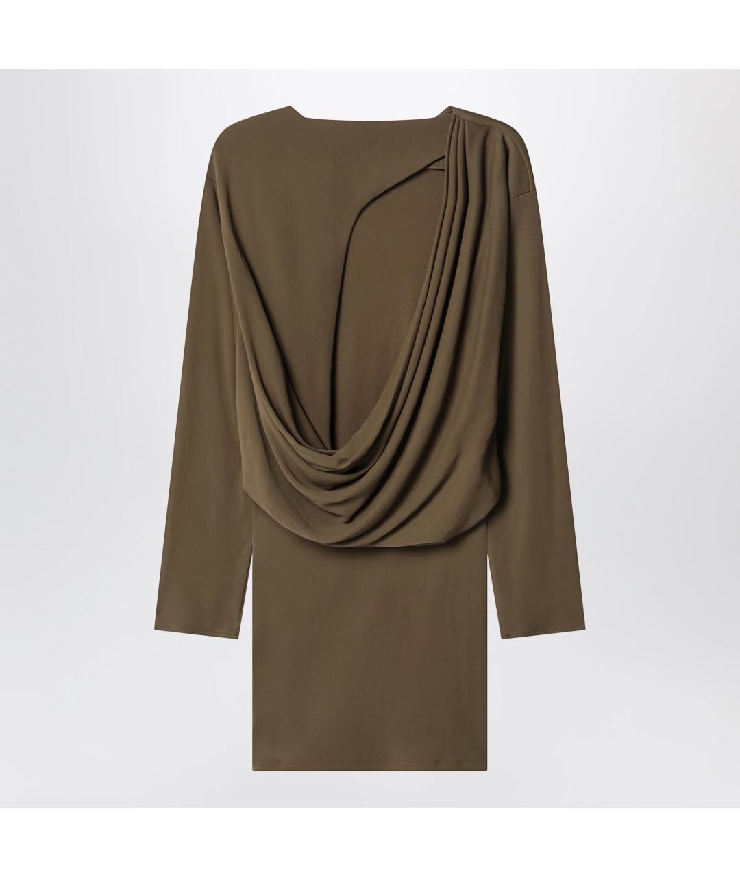 JACQUEMUS Хаки вискозное коктейльное платье, фото 2