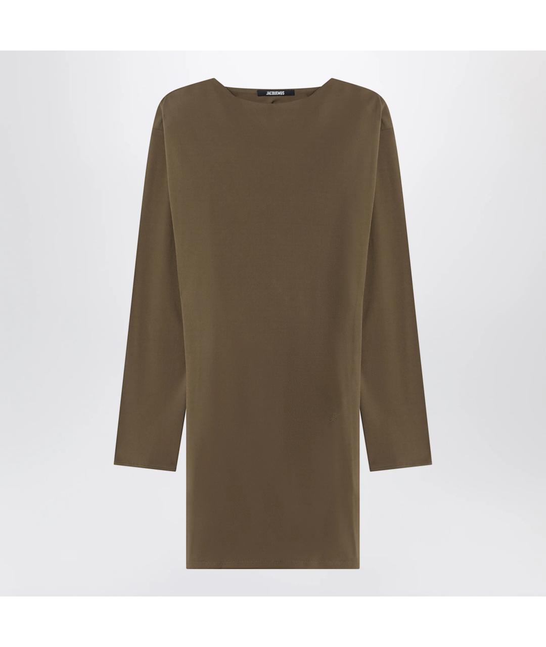 JACQUEMUS Хаки вискозное коктейльное платье, фото 3