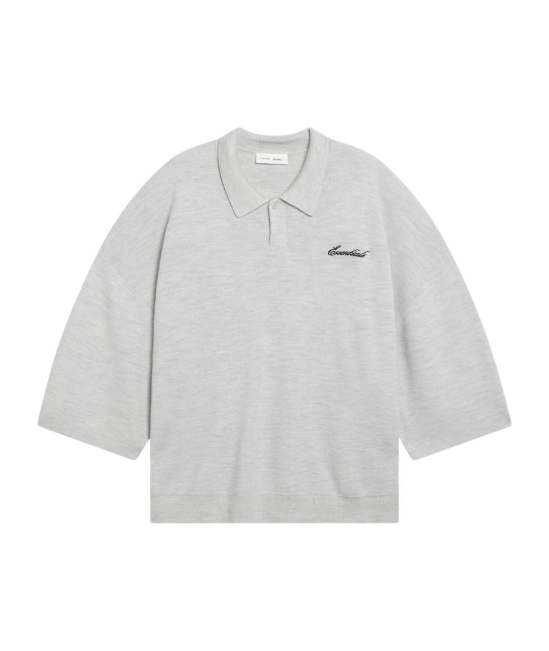 FEAR OF GOD ESSENTIALS Серое хлопко-шерстяное поло с коротким рукавом, фото 1