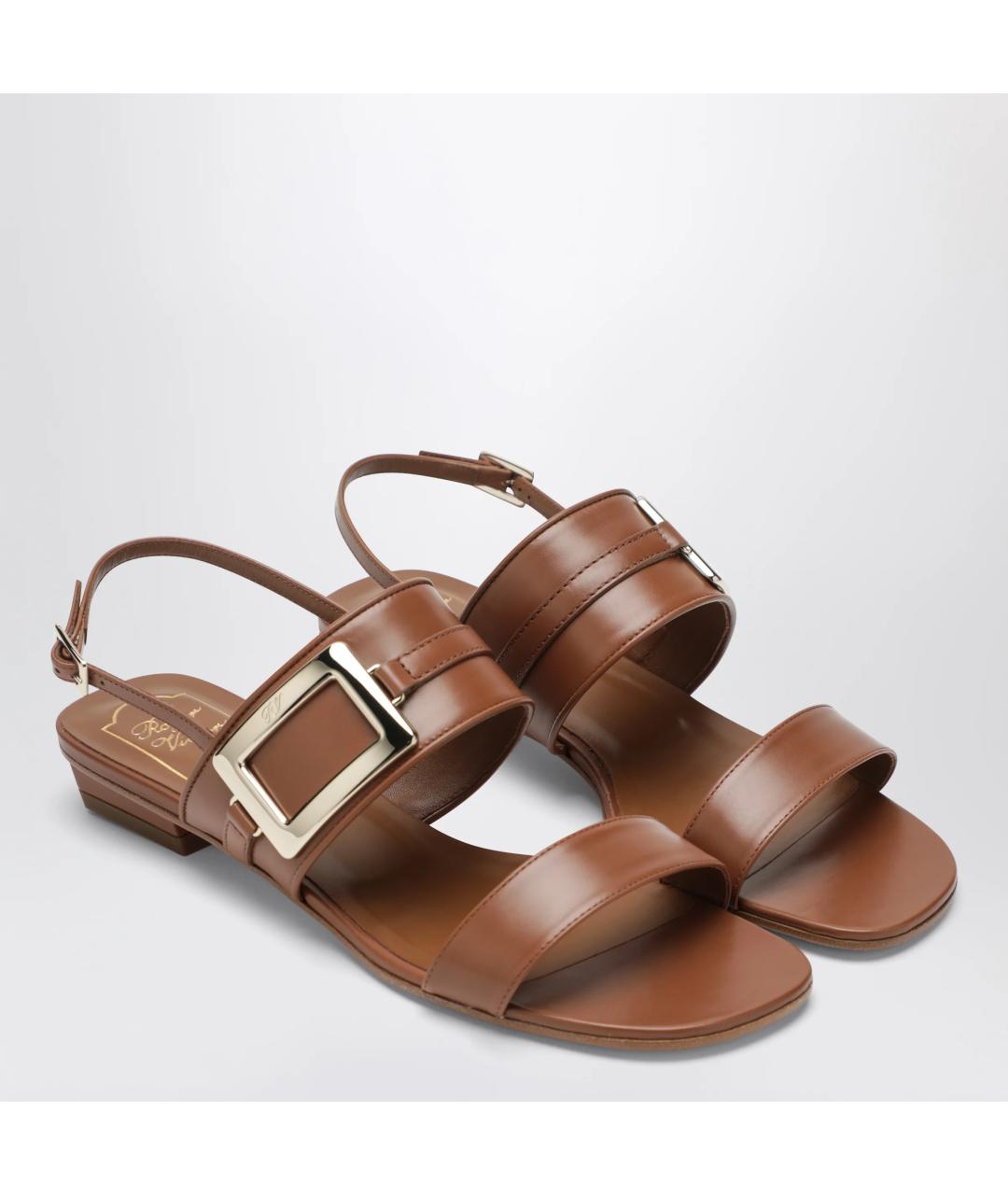 ROGER VIVIER Коричневые кожаные босоножки, фото 2