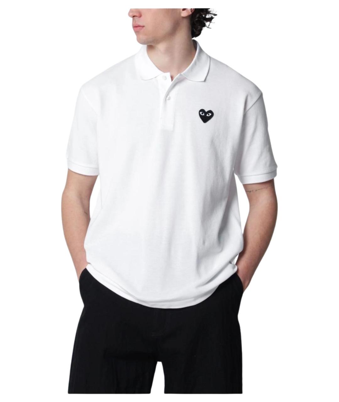 COMME DES GARÇONS SHIRT Белое хлопковое поло с коротким рукавом, фото 1