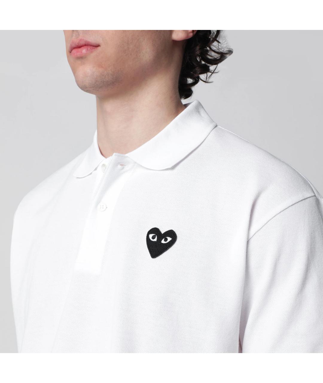 COMME DES GARÇONS SHIRT Белое хлопковое поло с коротким рукавом, фото 2