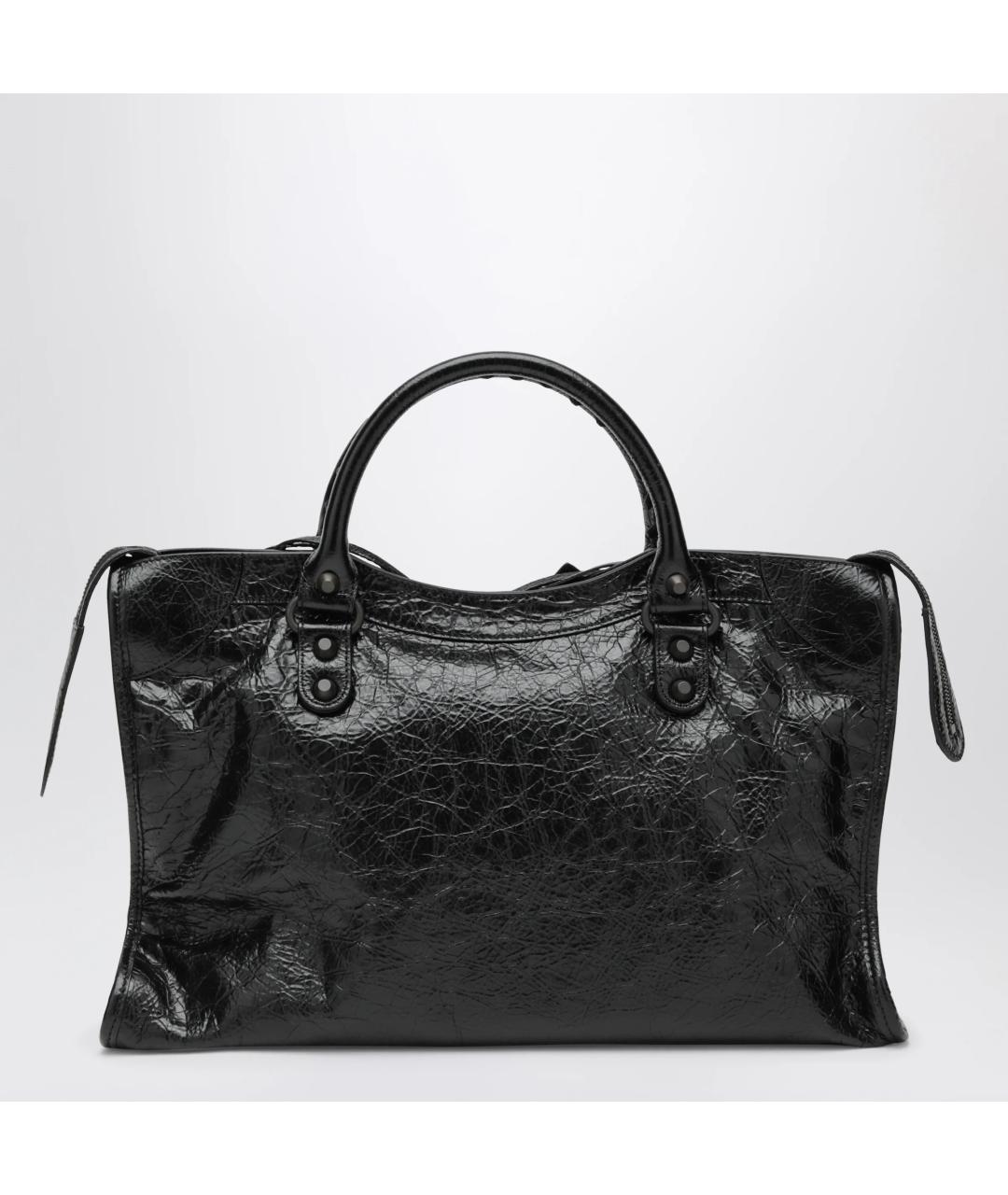 BALENCIAGA Черная кожаная сумка тоут, фото 2