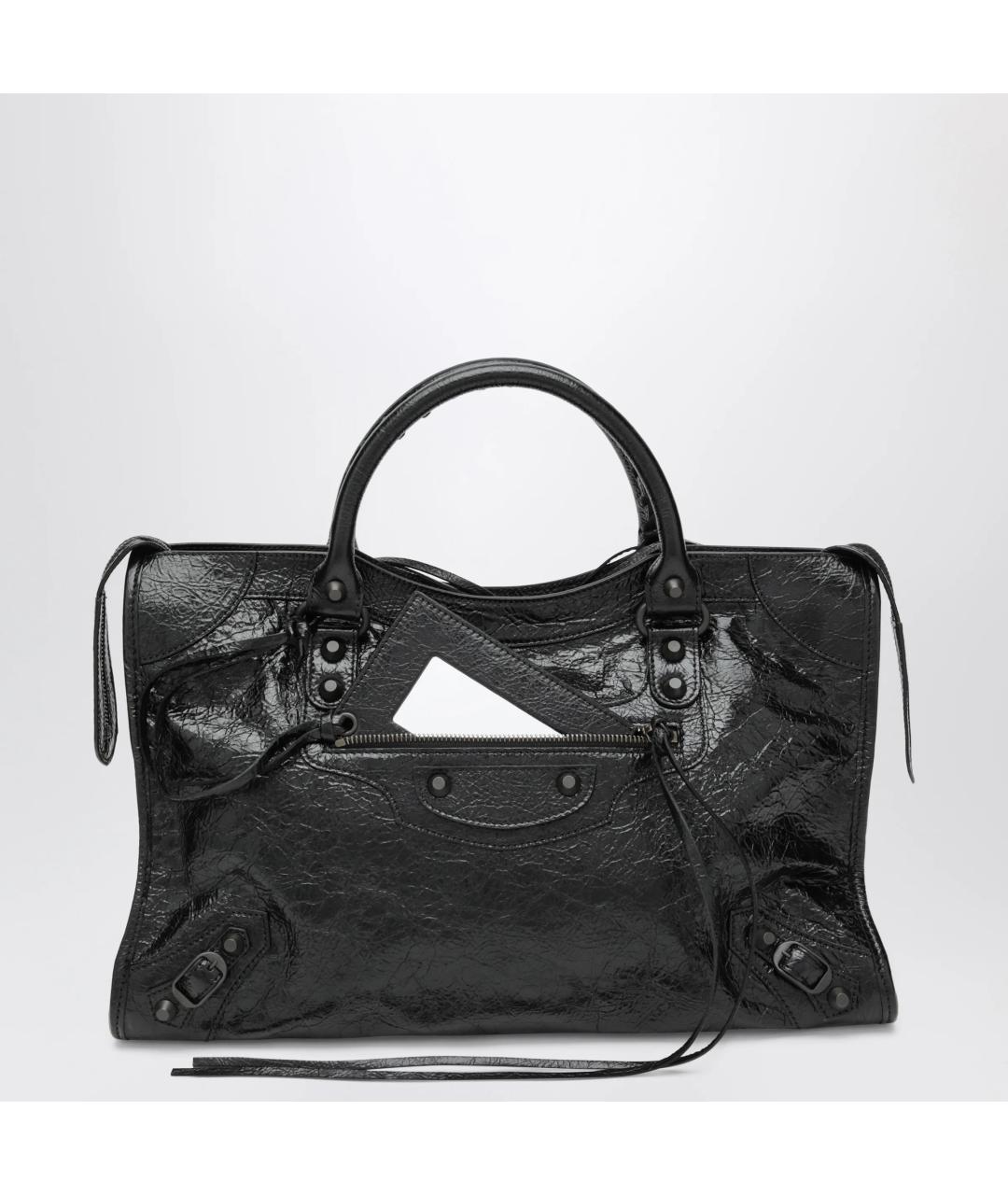 BALENCIAGA Черная кожаная сумка тоут, фото 3