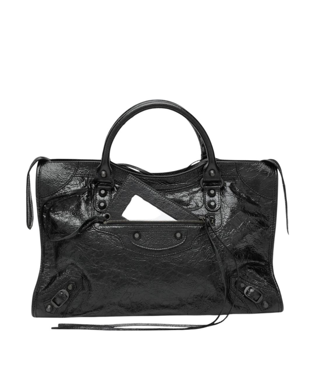BALENCIAGA Черная кожаная сумка тоут, фото 1