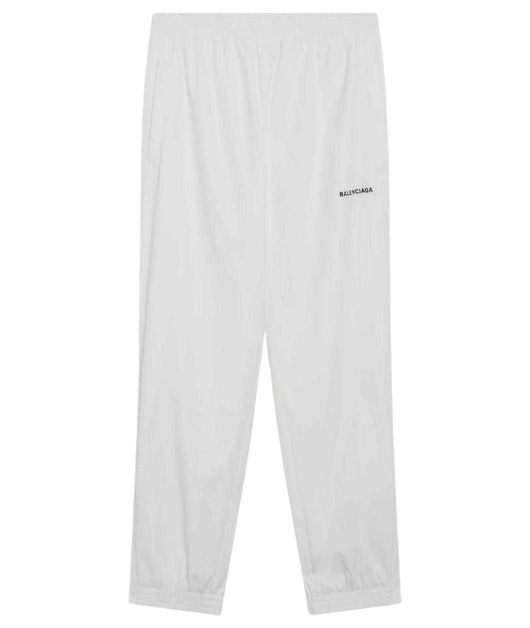 BALENCIAGA Белые полиэстеровые прямые брюки, фото 1