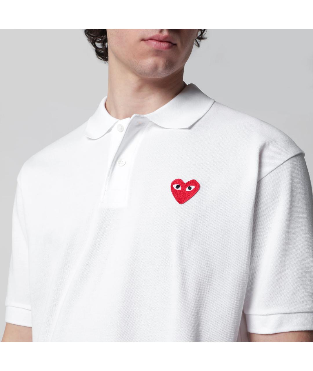 COMME DES GARÇONS SHIRT Белое хлопковое поло с коротким рукавом, фото 2