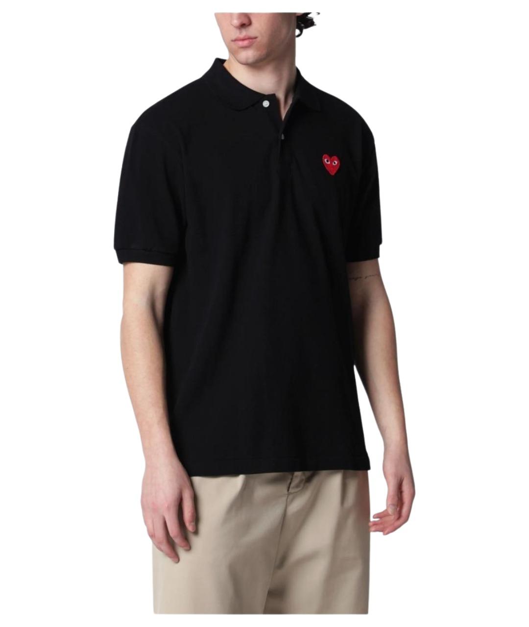 COMME DES GARÇONS SHIRT Черное хлопковое поло с коротким рукавом, фото 1
