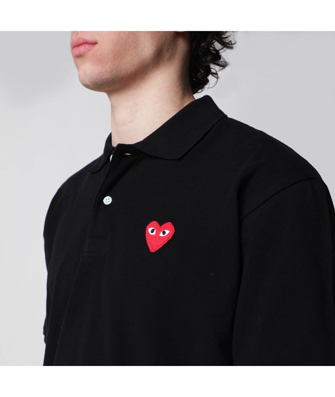 COMME DES GARÇONS SHIRT Черное хлопковое поло с коротким рукавом, фото 2
