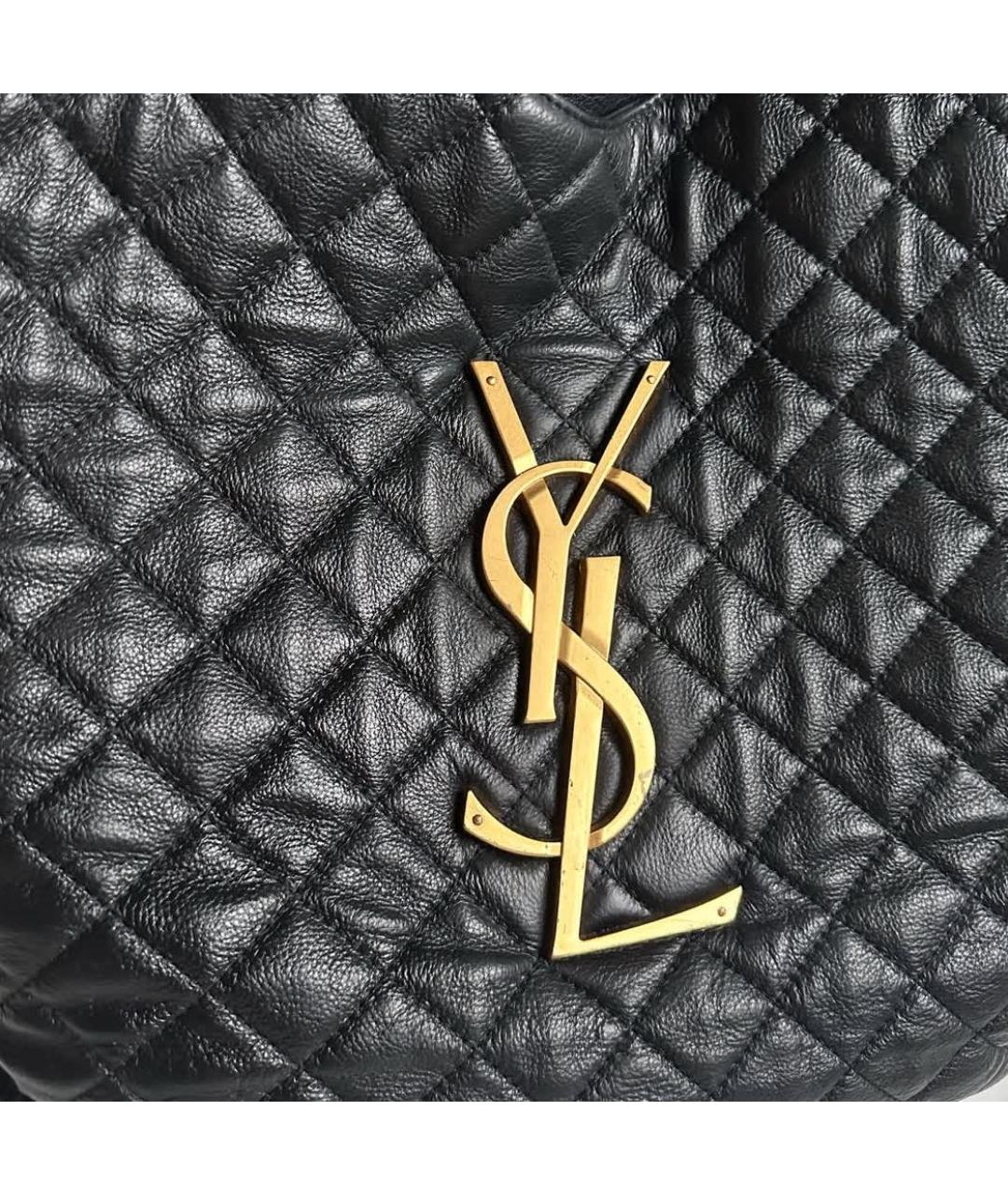 SAINT LAURENT Черная кожаная сумка тоут, фото 3