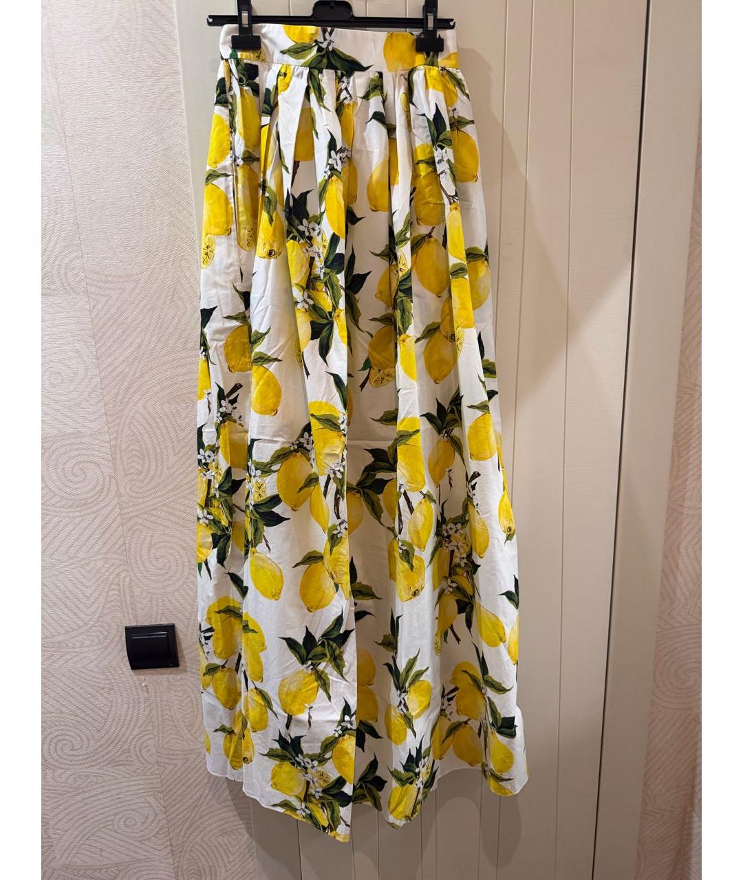 DOLCE&GABBANA Желтая хлопковая юбка макси, фото 9