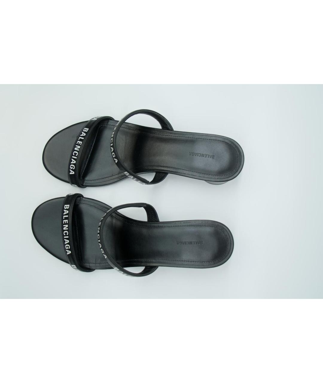 BALENCIAGA Черные кожаные босоножки, фото 4