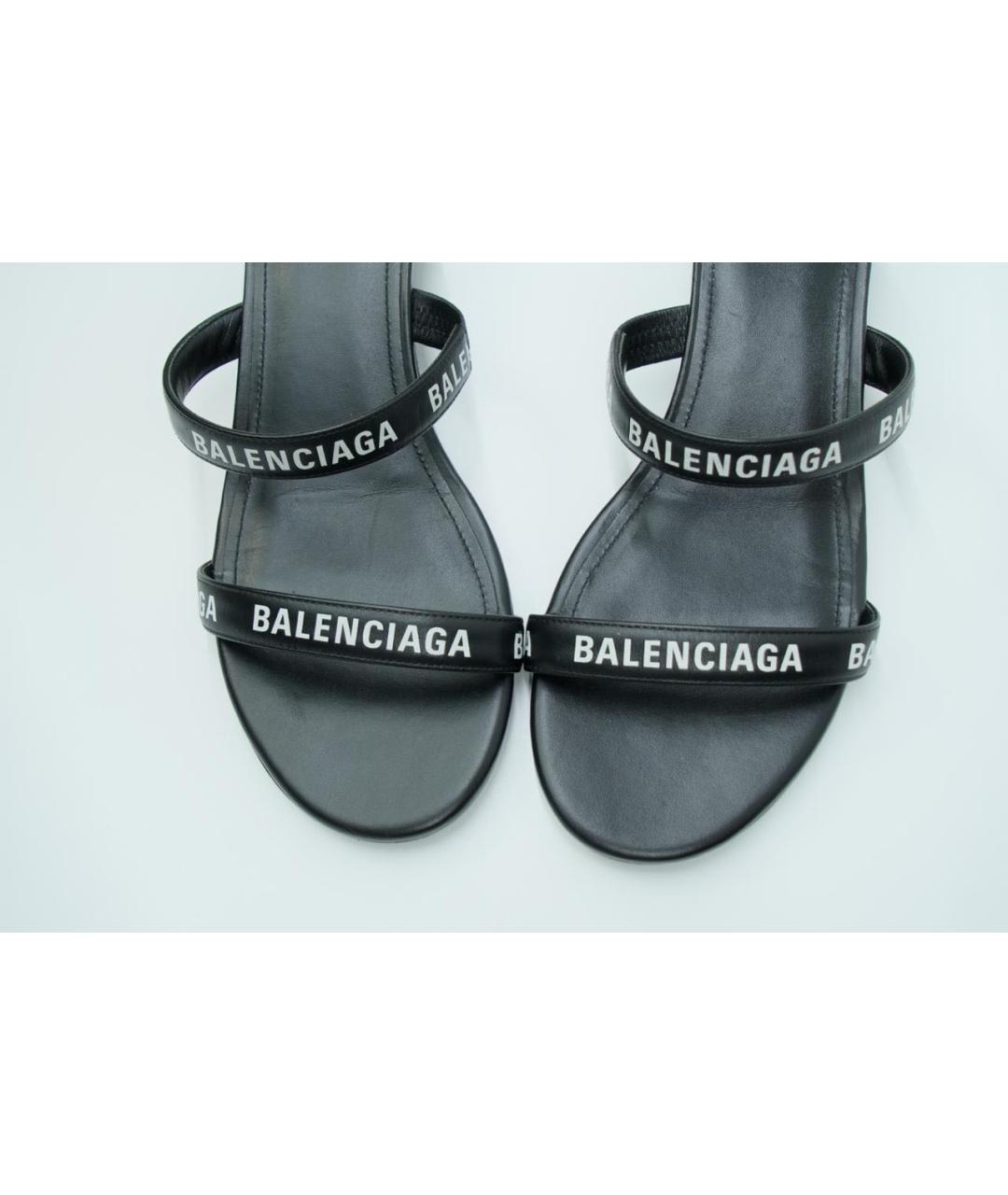 BALENCIAGA Черные кожаные босоножки, фото 5
