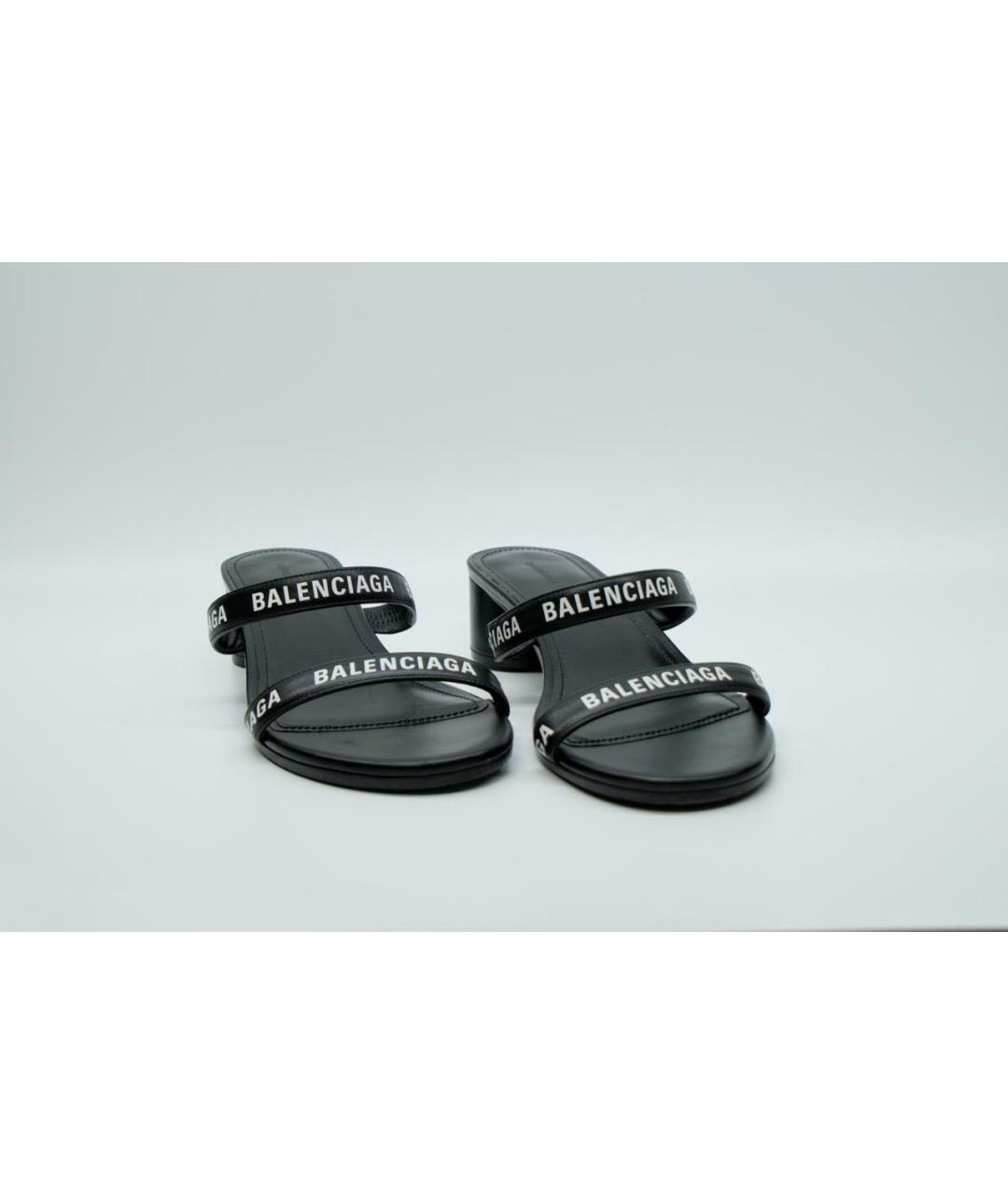 BALENCIAGA Черные кожаные босоножки, фото 2