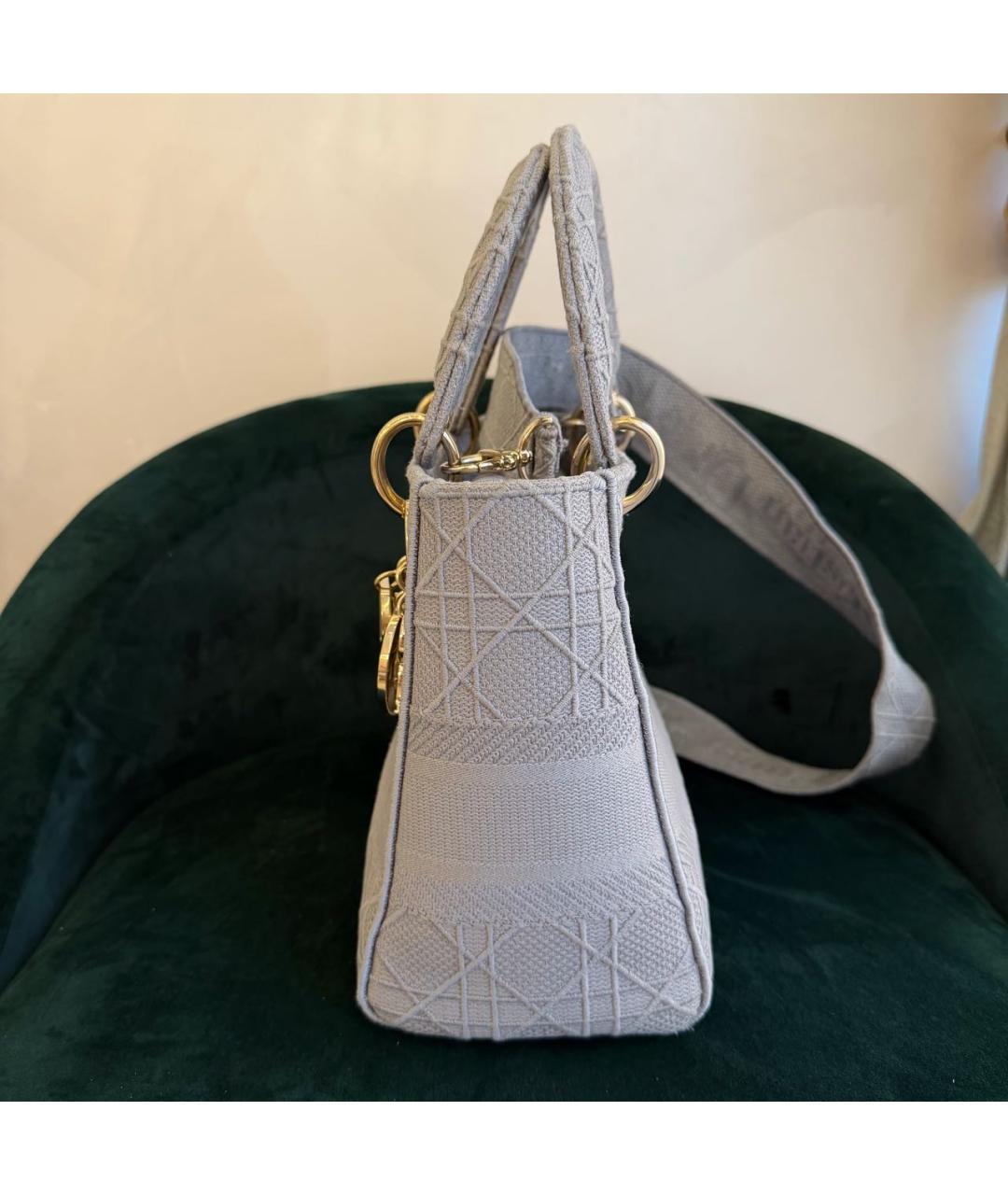 CHRISTIAN DIOR Серая тканевая сумка с короткими ручками, фото 7
