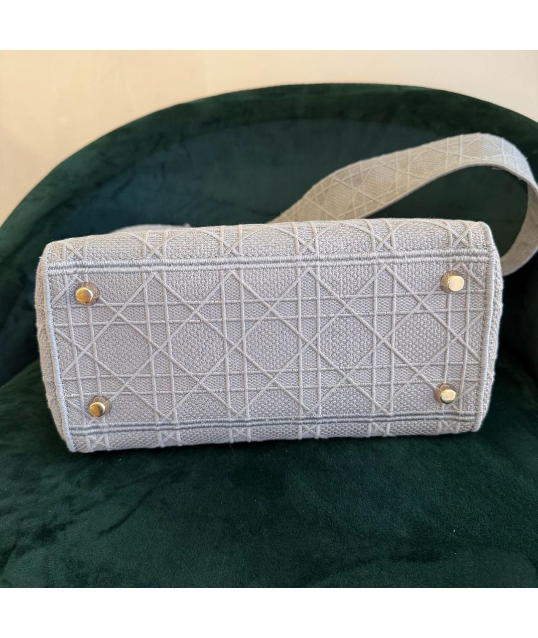 CHRISTIAN DIOR Серая тканевая сумка с короткими ручками, фото 8