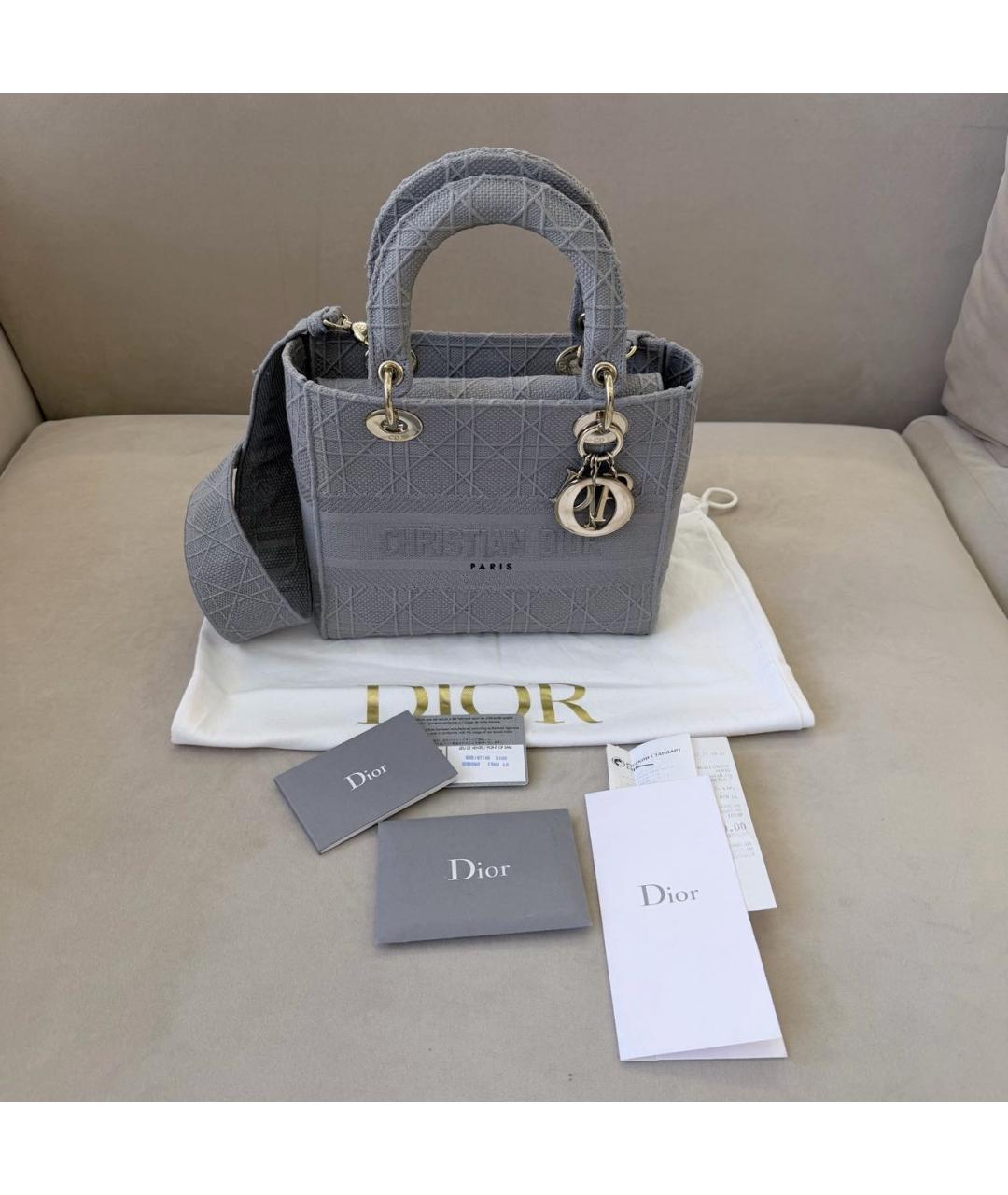 CHRISTIAN DIOR Серая тканевая сумка с короткими ручками, фото 2