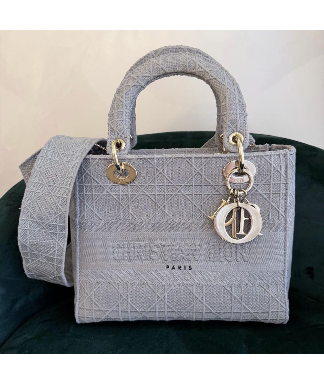 CHRISTIAN DIOR Серая тканевая сумка с короткими ручками, фото 9