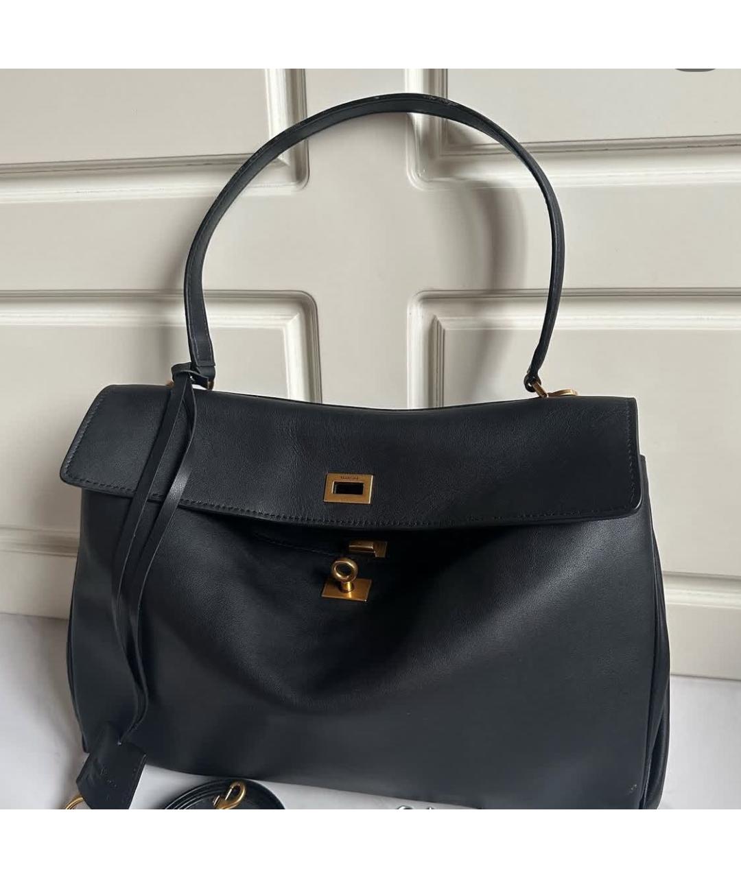 BALENCIAGA Черная кожаная сумка с короткими ручками, фото 2