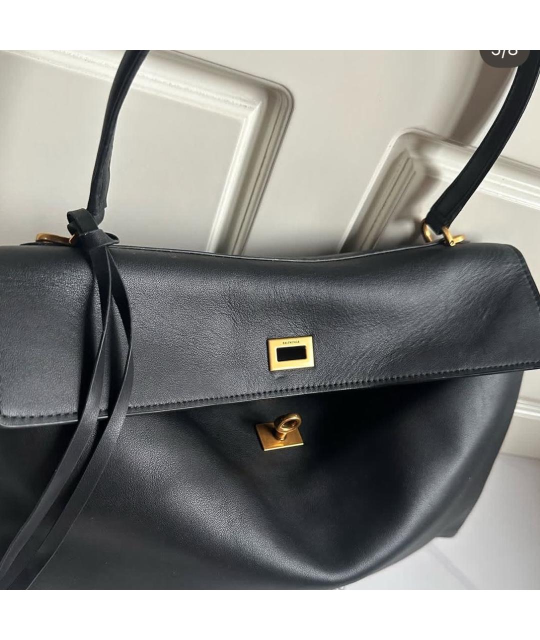 BALENCIAGA Черная кожаная сумка с короткими ручками, фото 3