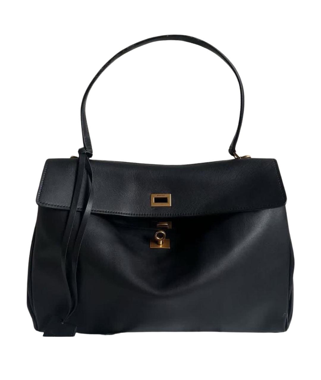 BALENCIAGA Черная кожаная сумка с короткими ручками, фото 1