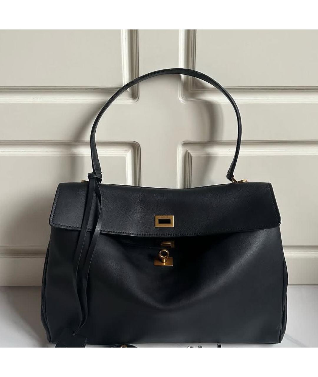 BALENCIAGA Черная кожаная сумка с короткими ручками, фото 5