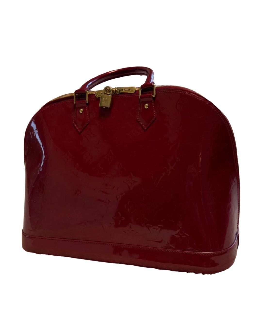 LOUIS VUITTON Бордовая сумка с короткими ручками из лакированной кожи, фото 1