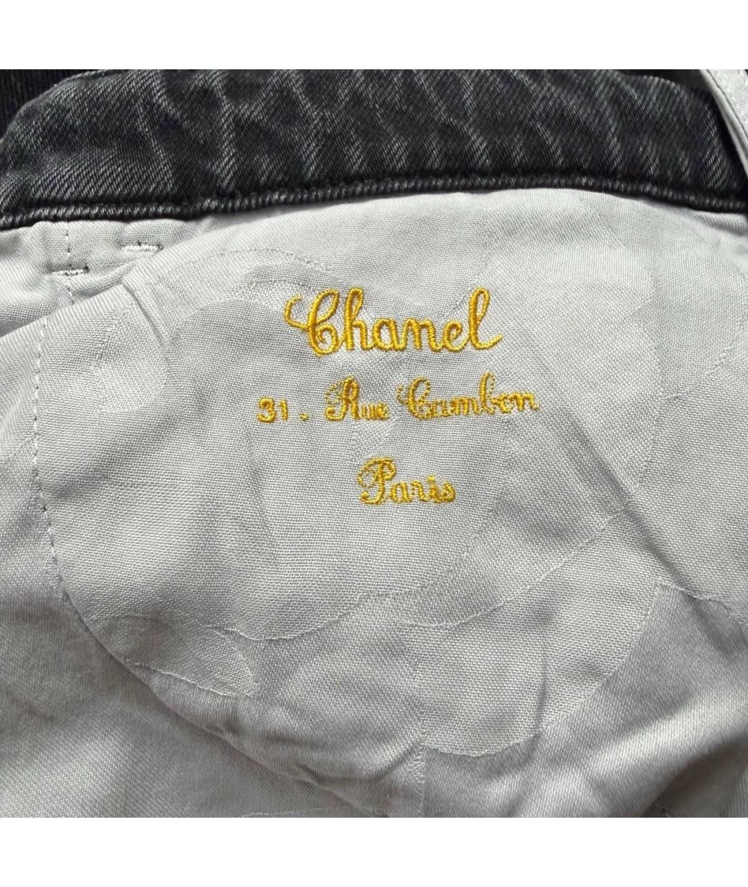 CHANEL Черные хлопковые прямые джинсы, фото 5