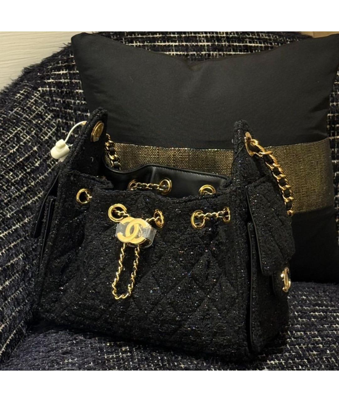 CHANEL Черная твидовая сумка через плечо, фото 3