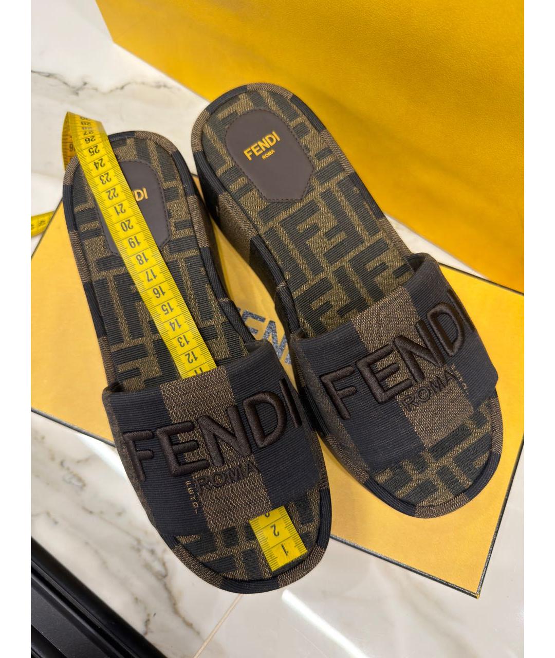 FENDI Коричневые текстильные сандалии, фото 6