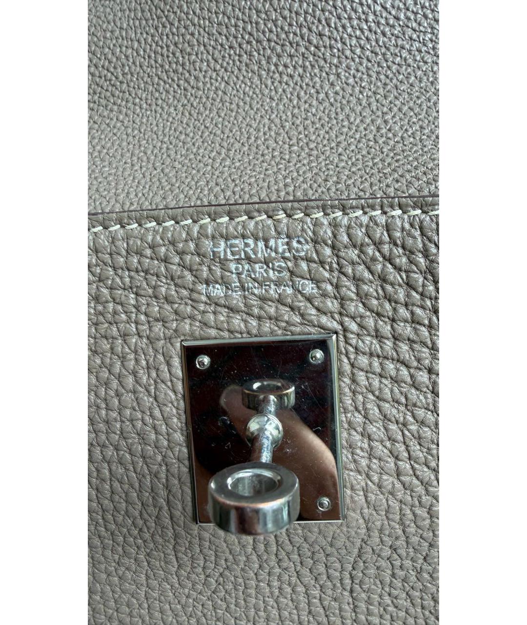 HERMES Коричневая кожаная сумка с короткими ручками, фото 7