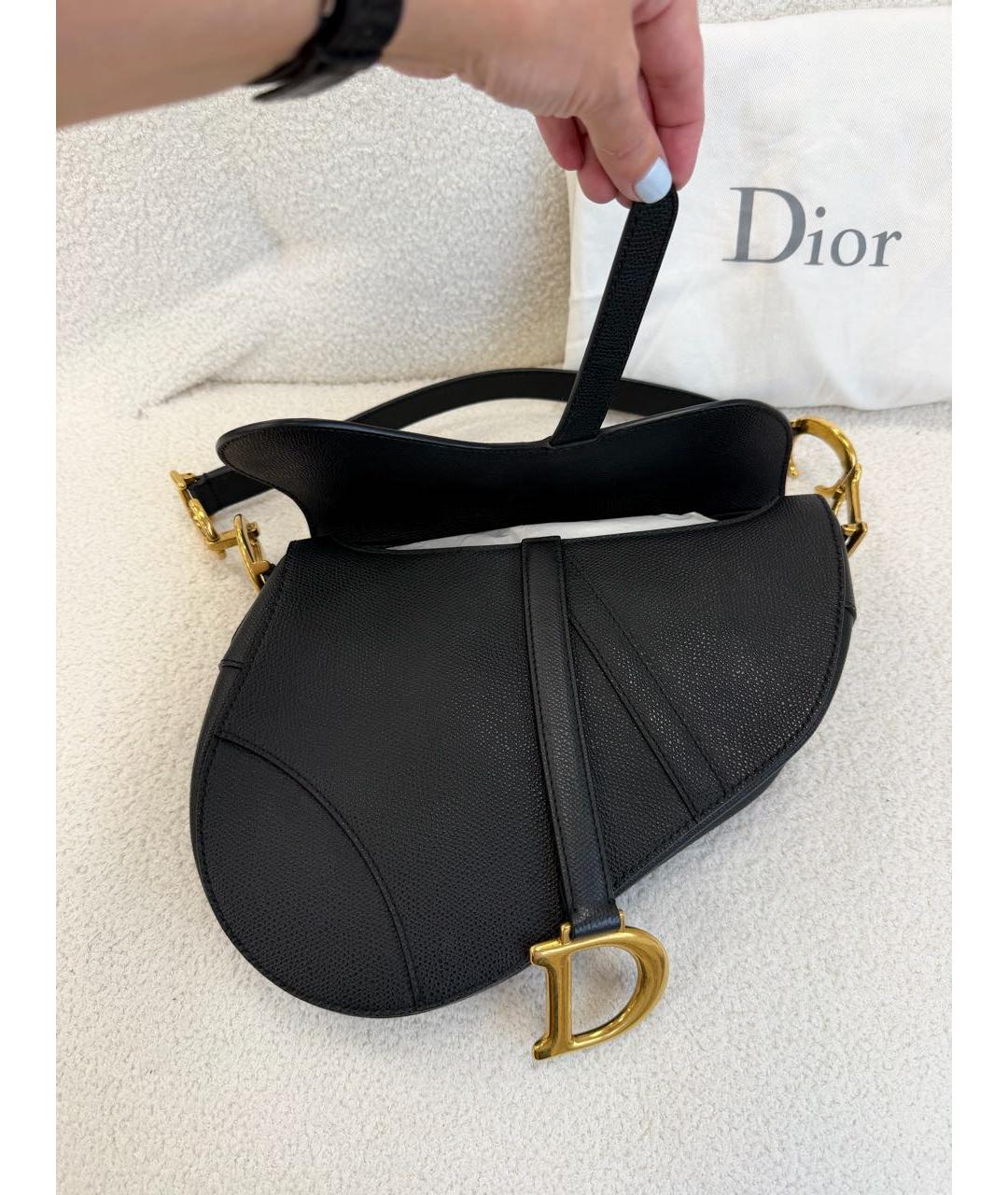 CHRISTIAN DIOR Черная кожаная сумка с короткими ручками, фото 8
