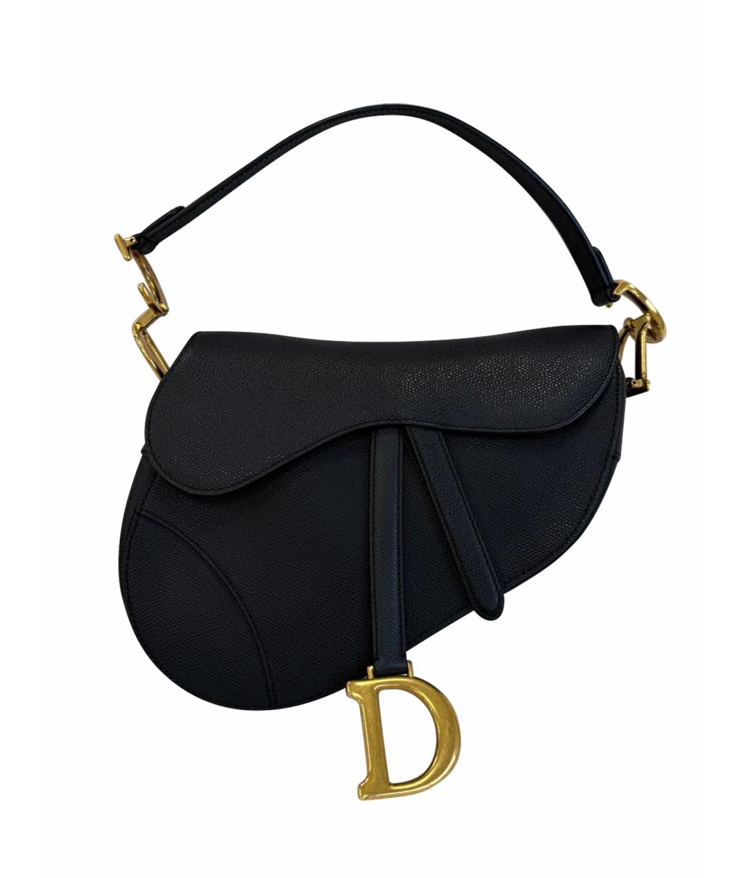CHRISTIAN DIOR Черная кожаная сумка с короткими ручками, фото 1