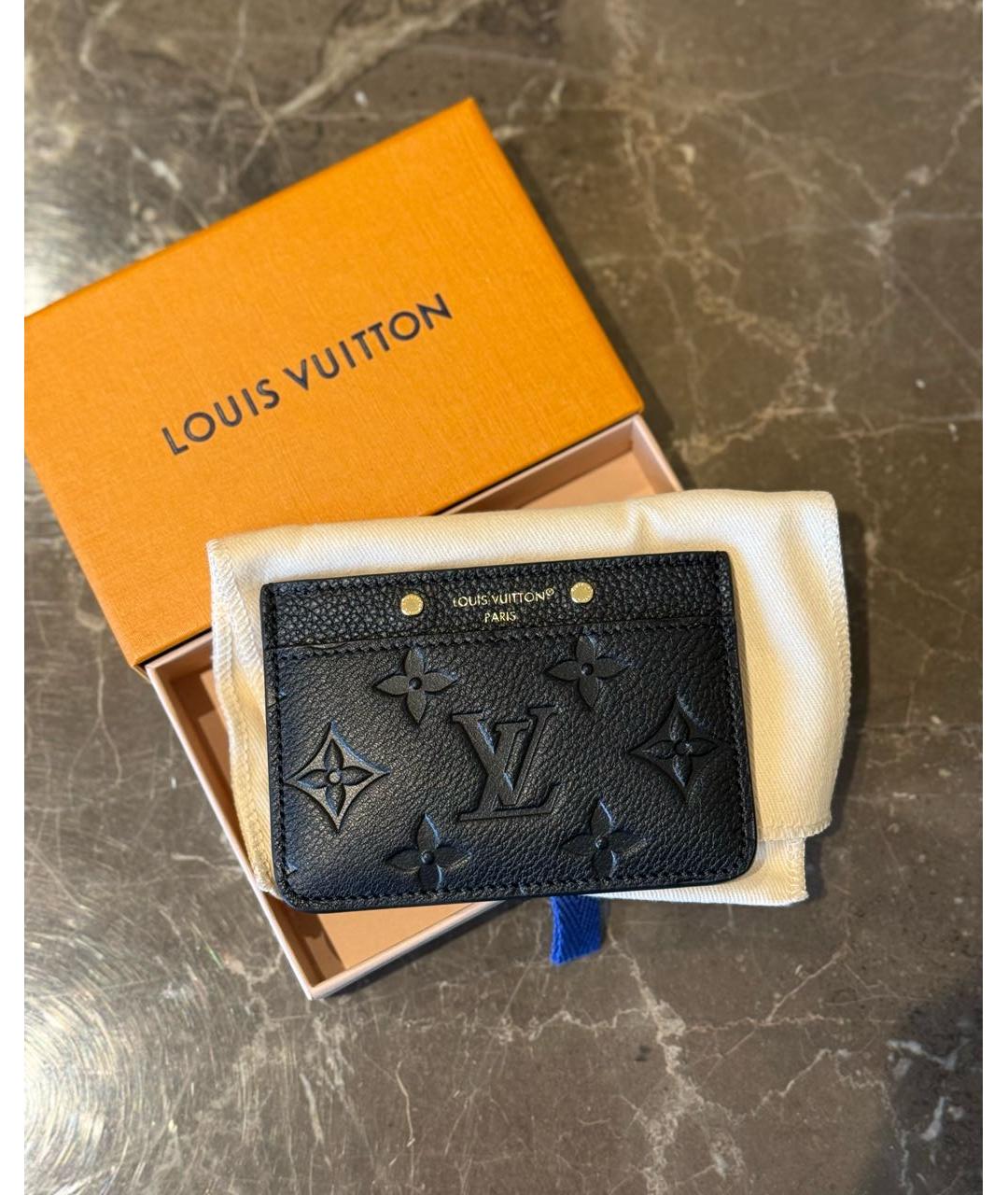 LOUIS VUITTON Черный кожаный кардхолдер, фото 6