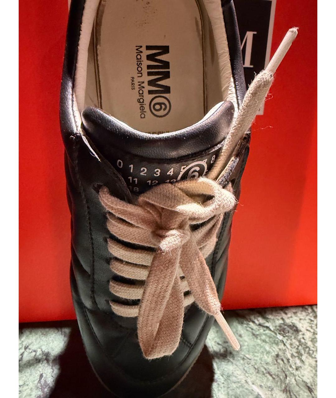 MM6 MAISON MARGIELA Черные кожаные кроссовки, фото 2