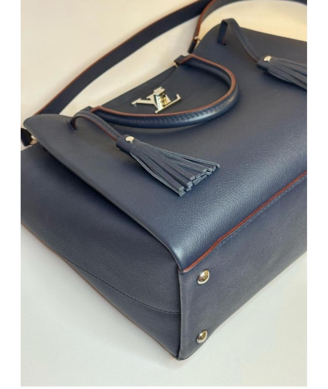 LOUIS VUITTON Темно-синяя кожаная сумка тоут, фото 3