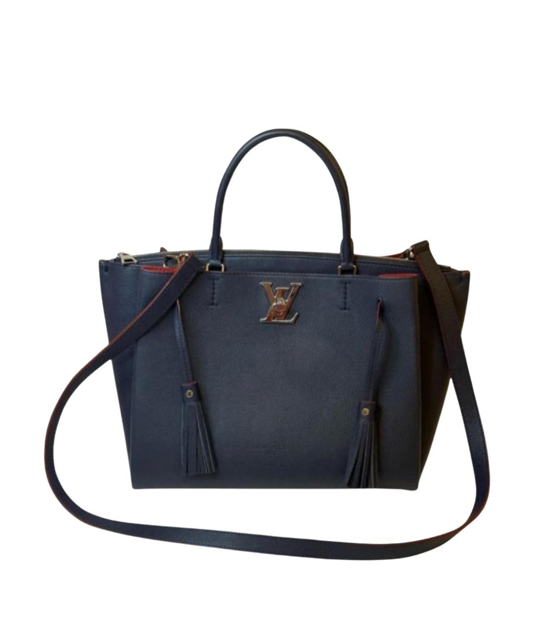 LOUIS VUITTON Темно-синяя кожаная сумка тоут, фото 1