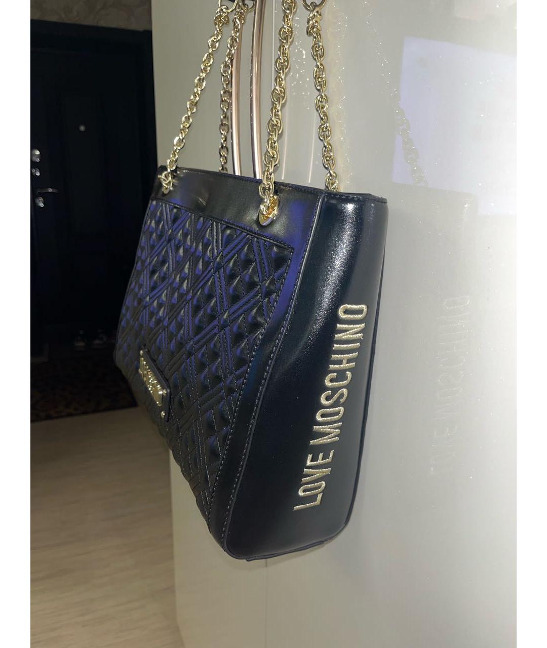 LOVE MOSCHINO Черная сумка тоут из искусственной кожи, фото 7