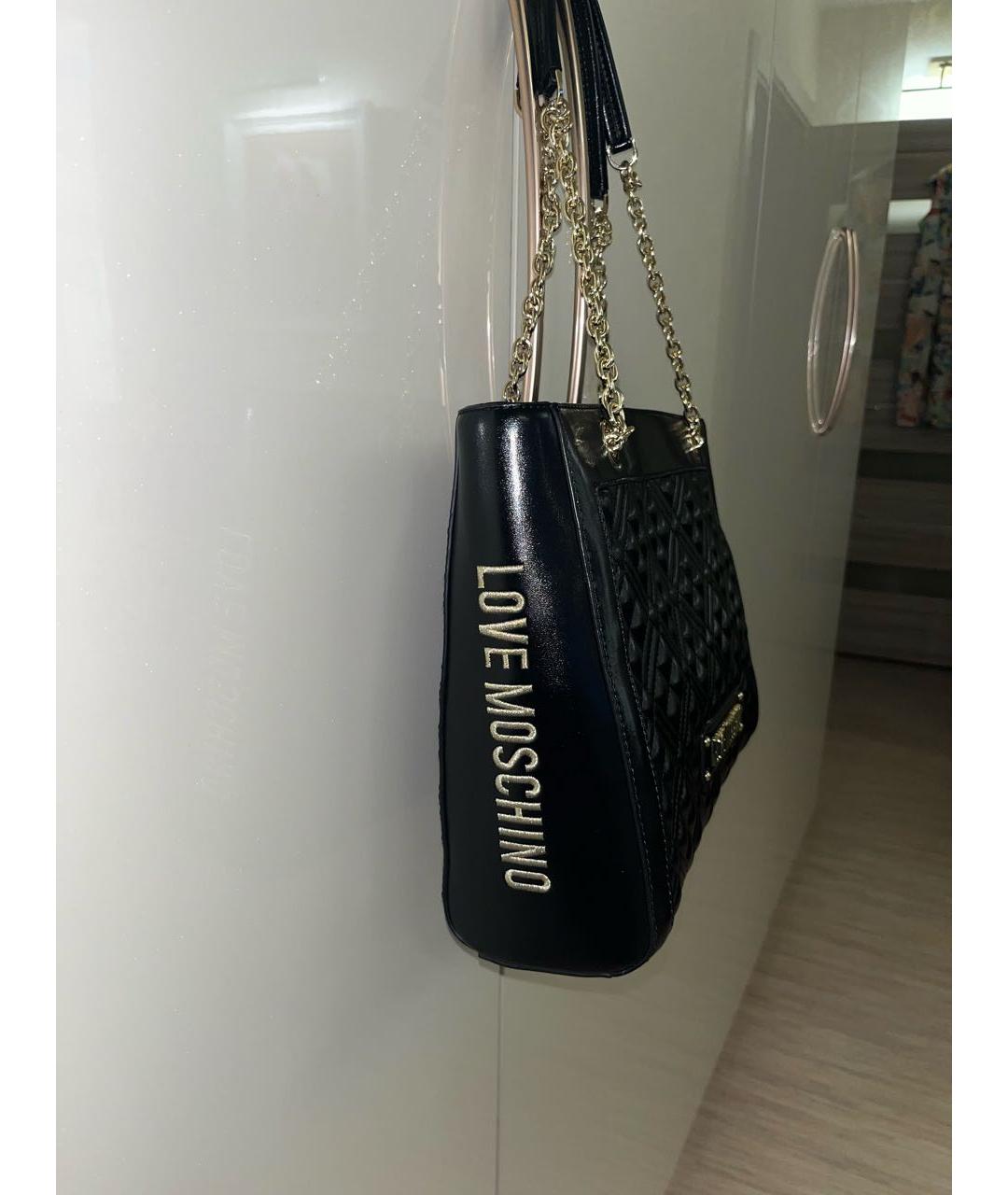 LOVE MOSCHINO Черная сумка тоут из искусственной кожи, фото 6