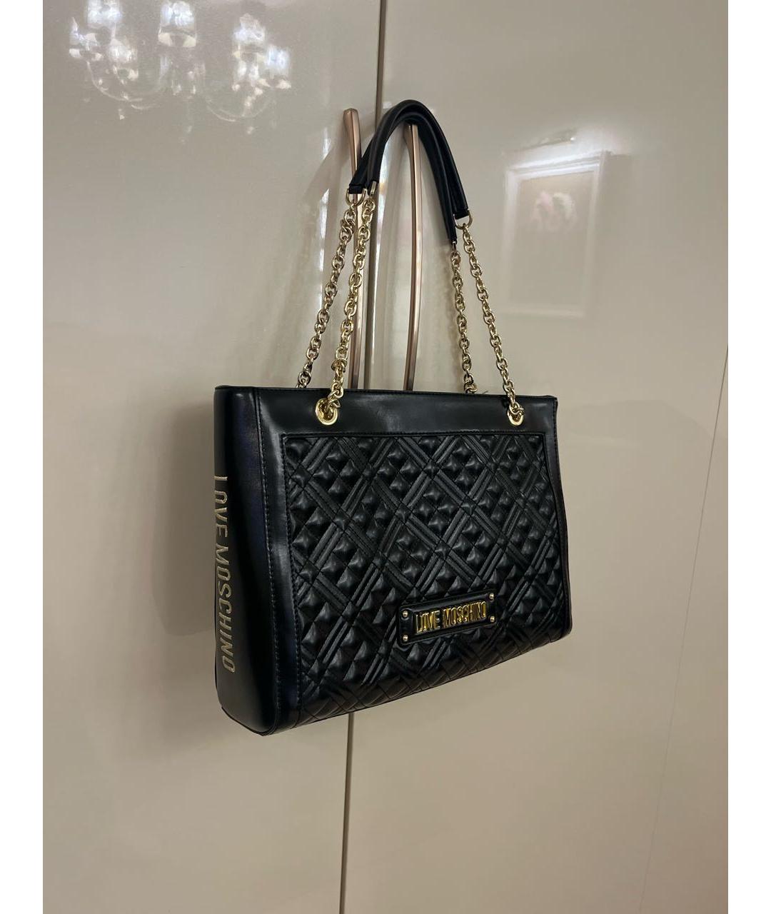 LOVE MOSCHINO Черная сумка тоут из искусственной кожи, фото 2